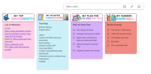 Example of completed Google Keep document.
