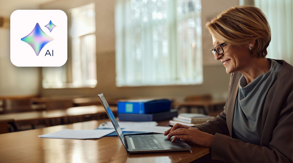 An educator sharpening their skills by learning through the AI Literacy and Instruction Micro-Credential.