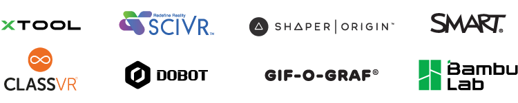 Gif-O-Graf, ClassVR, Dobot, Shaper Origin, Bambu Lab, xTool, and the SMART Board Mini by SMART Technologies! 